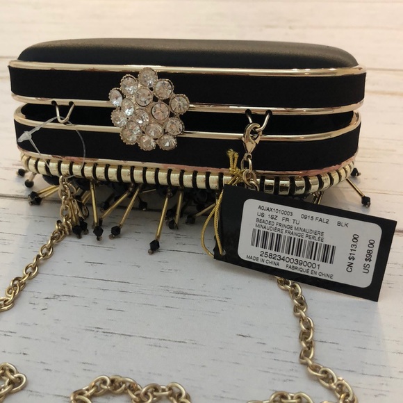 BEBE Beaded Fringe Minaudiere Clutch - Picture 6 of 6